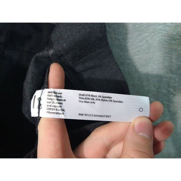 Eileen Fisher Pants Womens 10 Gray Wool Slim Taper Leg Trouser Cuffed Stretch - Picture 8 of 9